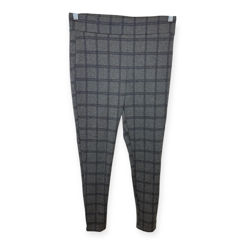 LOFT Gray Plaid Pull-On Ankle Pants Slim Fit Workwear Office Chic Medium